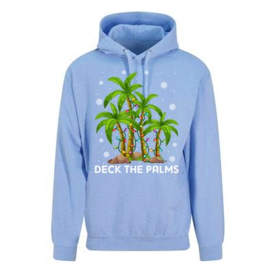 Deck The Palms Tropical Hawaii Merry Christmas Hawaiian Gift Unisex Surf Hoodie