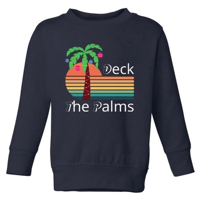 Deck The Palms Tropical Christmas Hawaii Palm Tree Lights Funny Gift Toddler Sweatshirt