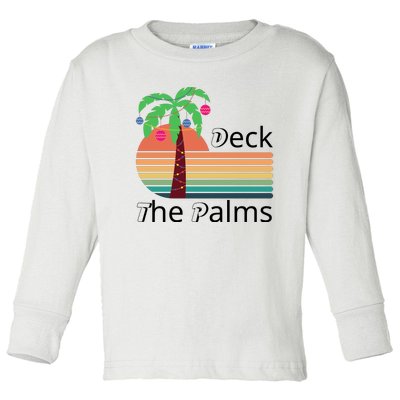 Deck The Palms Tropical Christmas Hawaii Palm Tree Lights Funny Gift Toddler Long Sleeve Shirt