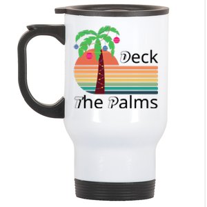 Deck The Palms Tropical Christmas Hawaii Palm Tree Lights Funny Gift Stainless Steel Travel Mug