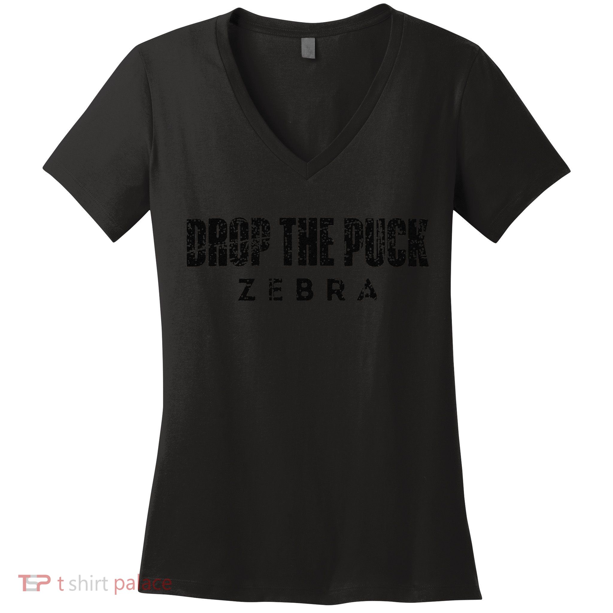 Drop The Puck Zebra Women's V-Neck T-Shirt