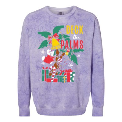 Deck The Palms Island Ocean Beach Merry Christmas Meaningful Gift Colorblast Crewneck Sweatshirt