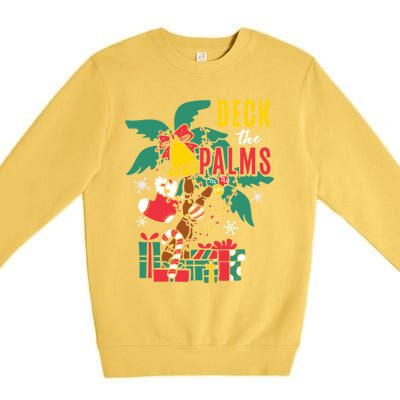 Deck The Palms Island Ocean Beach Merry Christmas Meaningful Gift Premium Crewneck Sweatshirt