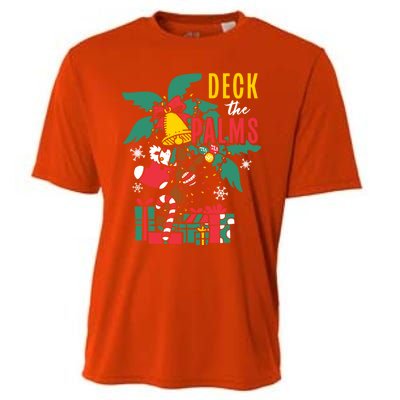 Deck The Palms Island Ocean Beach Merry Christmas Meaningful Gift Cooling Performance Crew T-Shirt