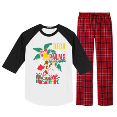 Deck The Palms Island Ocean Beach Merry Christmas Meaningful Gift Raglan Sleeve Pajama Set