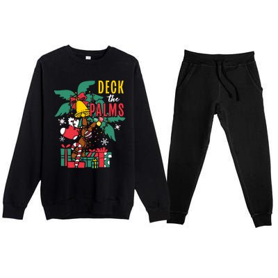 Deck The Palms Island Ocean Beach Merry Christmas Meaningful Gift Premium Crewneck Sweatsuit Set