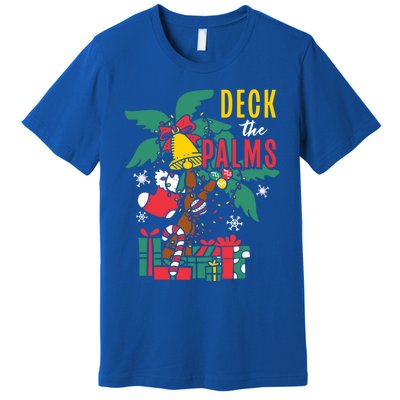 Deck The Palms Island Ocean Beach Merry Christmas Meaningful Gift Premium T-Shirt