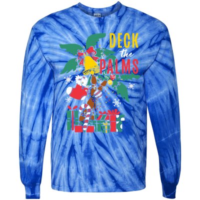 Deck The Palms Island Ocean Beach Merry Christmas Meaningful Gift Tie-Dye Long Sleeve Shirt