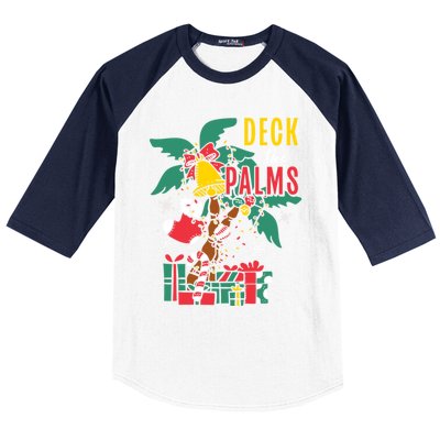 Deck The Palms Island Ocean Beach Merry Christmas Meaningful Gift Baseball Sleeve Shirt