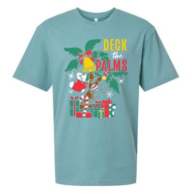 Deck The Palms Island Ocean Beach Merry Christmas Meaningful Gift Sueded Cloud Jersey T-Shirt