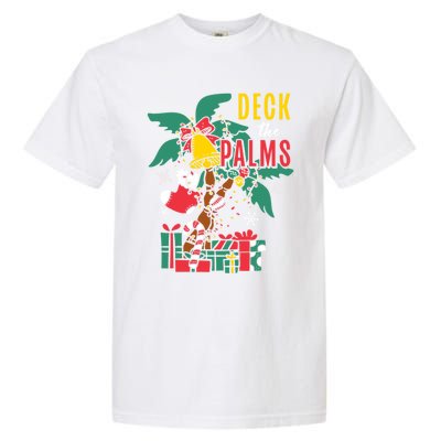 Deck The Palms Island Ocean Beach Merry Christmas Meaningful Gift Garment-Dyed Heavyweight T-Shirt