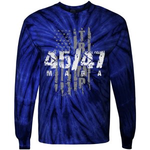 Donald Trump President 4547 Maga Us Flag Tie-Dye Long Sleeve Shirt