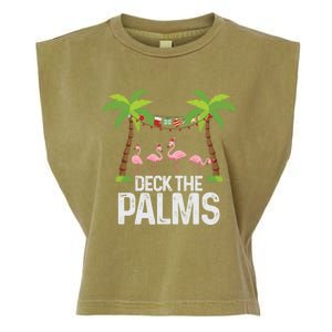 Deck The Palms Flamingo Christmas Light Christmas Gift Meaningful Gift Garment-Dyed Women's Muscle Tee