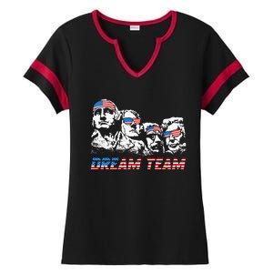 Dream Team President American Flag Patriotic 4th Of July Ladies Halftime Notch Neck Tee