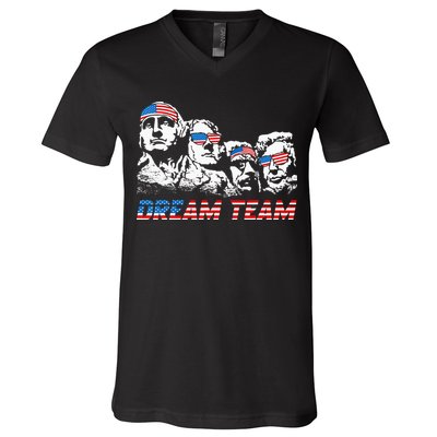 Dream Team President American Flag Patriotic 4th Of July V-Neck T-Shirt