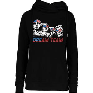 Dream Team President American Flag Patriotic 4th Of July Womens Funnel Neck Pullover Hood