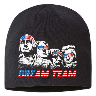 Dream Team President American Flag Patriotic 4th Of July Sustainable Beanie