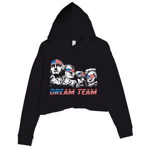 Dream Team President American Flag Patriotic 4th Of July Crop Fleece Hoodie