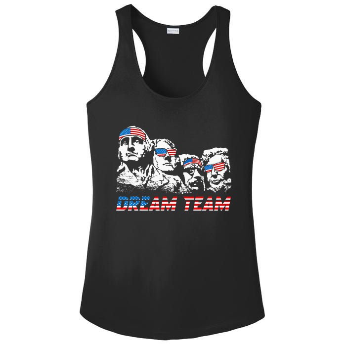 Dream Team President American Flag Patriotic 4th Of July Ladies PosiCharge Competitor Racerback Tank