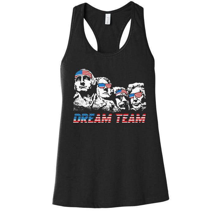 Dream Team President American Flag Patriotic 4th Of July Women's Racerback Tank