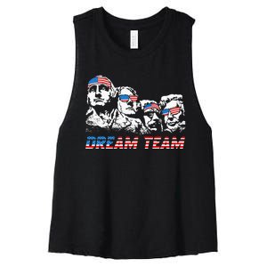 Dream Team President American Flag Patriotic 4th Of July Women's Racerback Cropped Tank