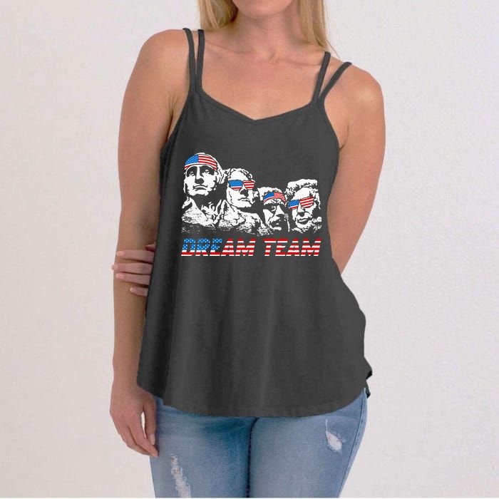 Dream Team President American Flag Patriotic 4th Of July Women's Strappy Tank