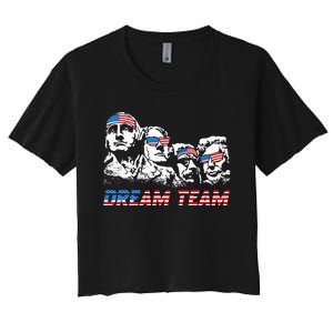 Dream Team President American Flag Patriotic 4th Of July Women's Crop Top Tee