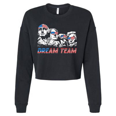 Dream Team President American Flag Patriotic 4th Of July Cropped Pullover Crew