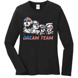 Dream Team President American Flag Patriotic 4th Of July Ladies Long Sleeve Shirt