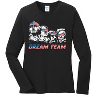 Dream Team President American Flag Patriotic 4th Of July Ladies Long Sleeve Shirt