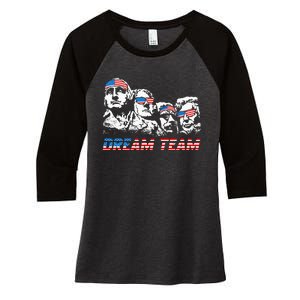 Dream Team President American Flag Patriotic 4th Of July Women's Tri-Blend 3/4-Sleeve Raglan Shirt