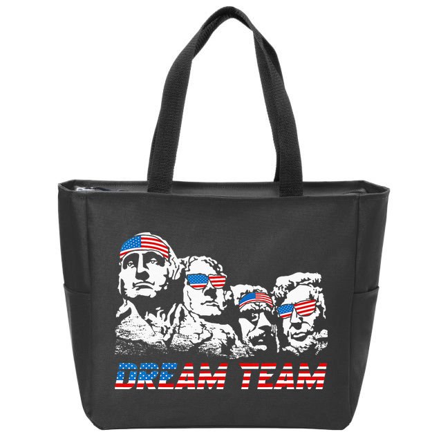 Dream Team President American Flag Patriotic 4th Of July Zip Tote Bag