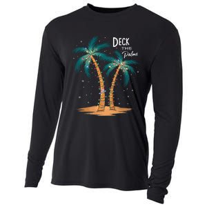 Deck The Palms Tropical Hawaii Christmas Palm Tree Lights Cooling Performance Long Sleeve Crew