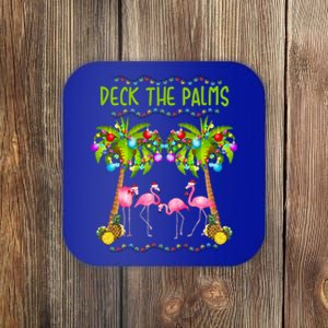 Deck The Palms Merry Flamingo Christmas Gift Sweater Coaster