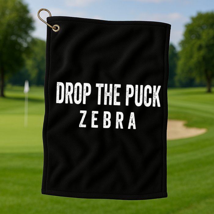 Drop The Puck Zebra Golf Towel