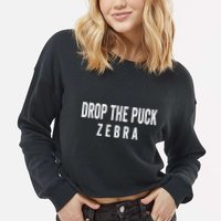 Drop The Puck Zebra Cropped Pullover Crew