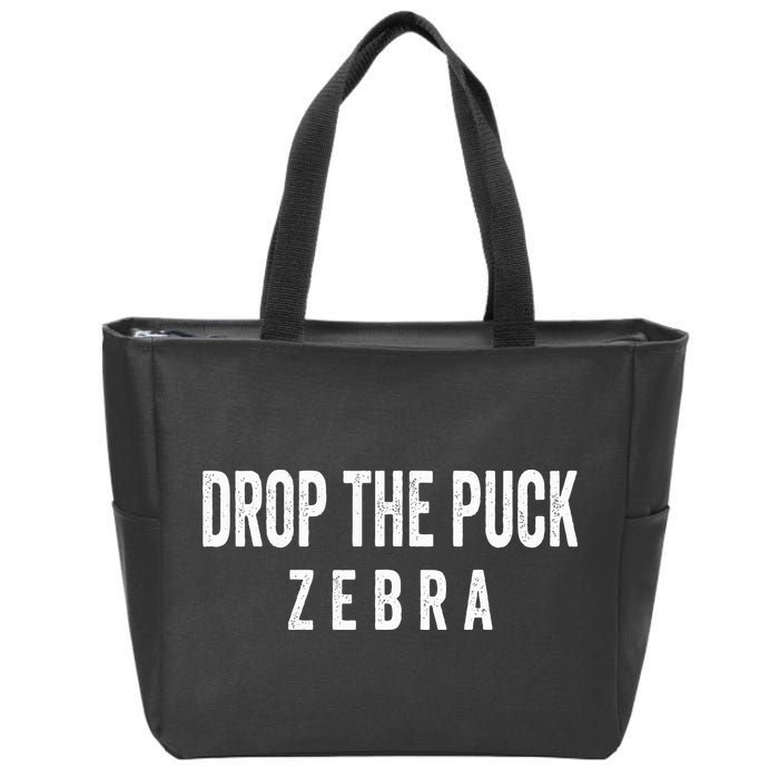 Drop The Puck Zebra Zip Tote Bag