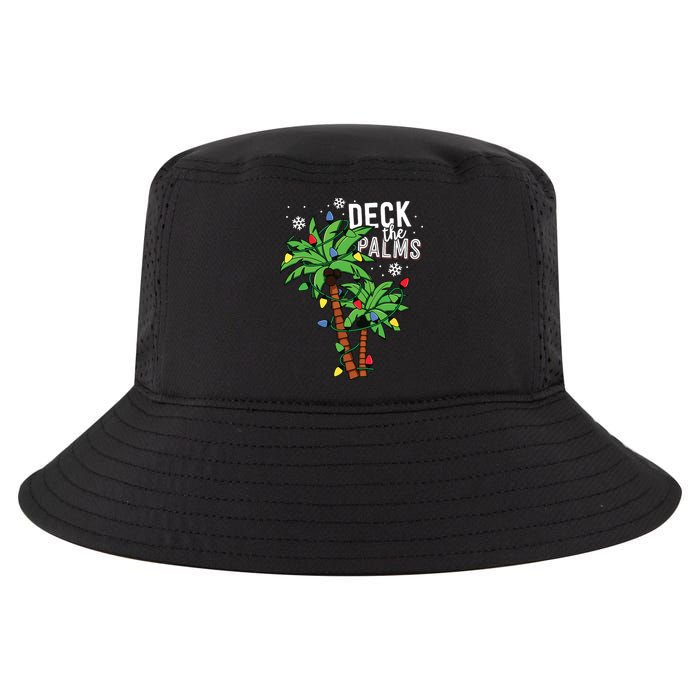 Deck The Palms Tropical Hawaii Christmas Palm Tree Lights Cool Comfort Performance Bucket Hat