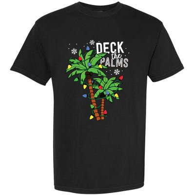 Deck The Palms Tropical Hawaii Christmas Palm Tree Lights Garment-Dyed Heavyweight T-Shirt