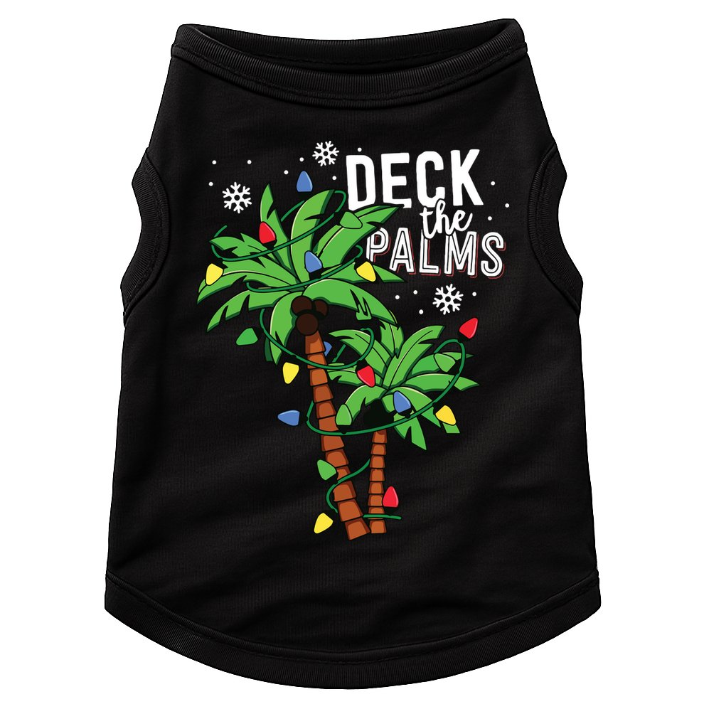 Deck The Palms Tropical Hawaii Christmas Palm Tree Lights Doggie Tank