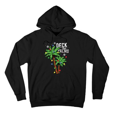 Deck The Palms Tropical Hawaii Christmas Palm Tree Lights Hoodie