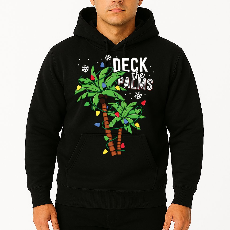 Deck The Palms Tropical Hawaii Christmas Palm Tree Lights Hoodie