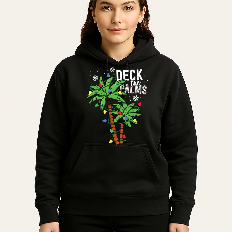Deck The Palms Tropical Hawaii Christmas Palm Tree Lights Hoodie