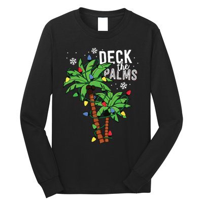 Deck The Palms Tropical Hawaii Christmas Palm Tree Lights Long Sleeve Shirt