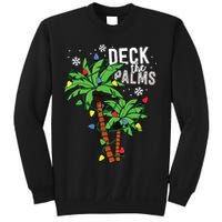 Deck The Palms Tropical Hawaii Christmas Palm Tree Lights Sweatshirt