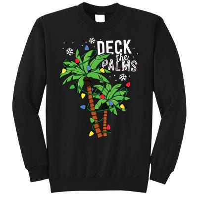 Deck The Palms Tropical Hawaii Christmas Palm Tree Lights Sweatshirt