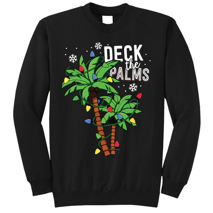 Deck The Palms Tropical Hawaii Christmas Palm Tree Lights Sweatshirt