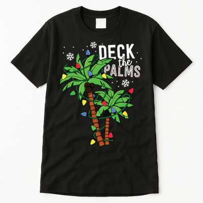 Deck The Palms Tropical Hawaii Christmas Palm Tree Lights Tall T-Shirt