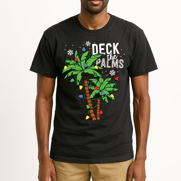 Deck The Palms Tropical Hawaii Christmas Palm Tree Lights Tall T-Shirt