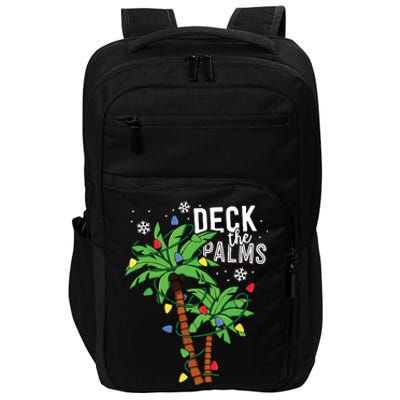 Deck The Palms Tropical Hawaii Christmas Palm Tree Lights Impact Tech Backpack